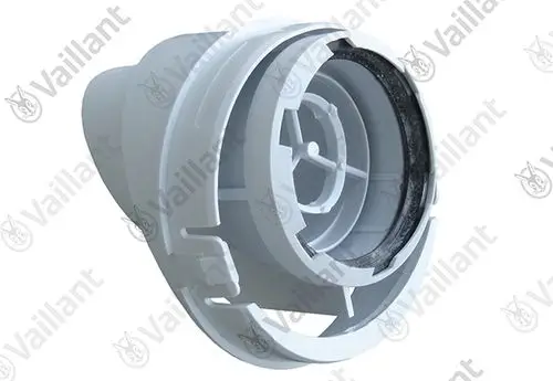 Vaillant Anschlussstück aus Kunststoff, Teil mit zylindrischer Form und einem inneren Ring, möglicherweise zur Verbindung von Rohrleitungen oder Zubehörteilen.